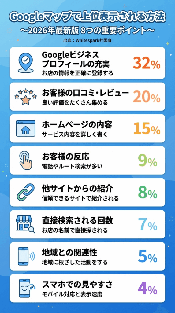 Googleマップで上位表示される方法（モバイル用）の図