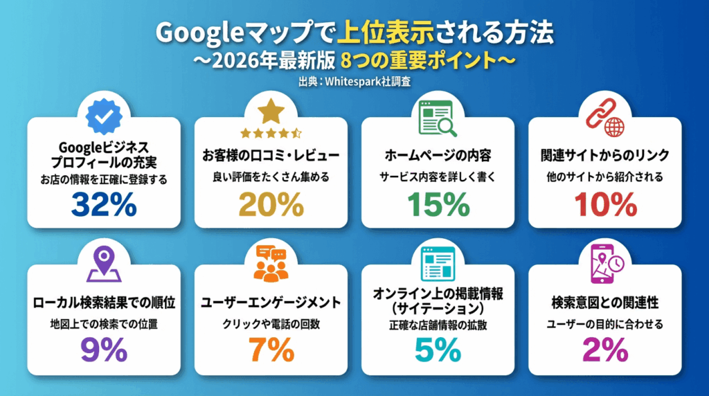 Googleマップで上位表示される方法（PC用）の図