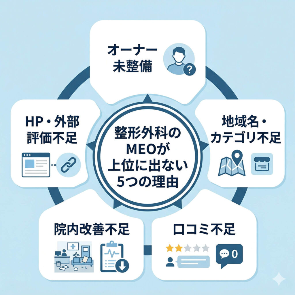 整形外科のMEOが上位に出ない5つの理由